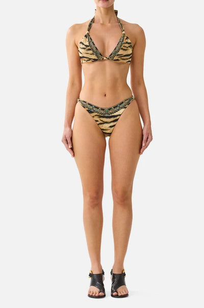 Camilla - A Wink To The Wild Soft Thick Tie Tri Bikini Set w/ Trims