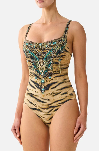 Camilla - A Wink To The Wild Underwire Square Neck One Piece w/ Scoop Back