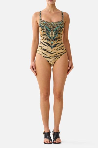 Camilla - A Wink To The Wild Underwire Square Neck One Piece w/ Scoop Back