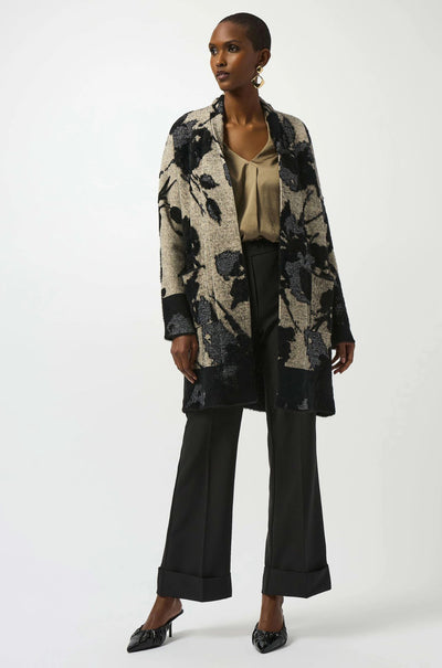 Joseph Ribkoff - Abstract Jacquard Sweater Knit Long Cardigan