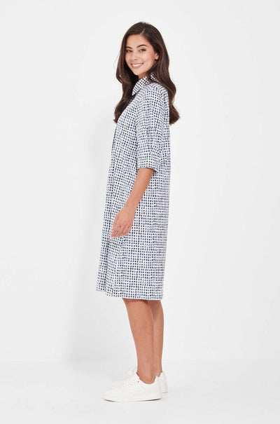 Verge - Acrobat Tile Dress in Denim Print