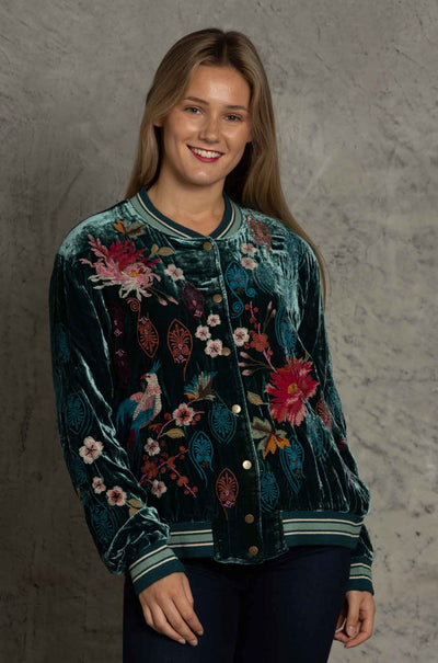 Johnny Was - Ashira Velvet Snap Front Bomber Jacket