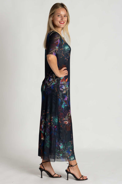 Johnny Was - Astrid Mesh Midi Dress in Midnights (Australian Exclusive)
