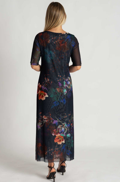 Johnny Was - Astrid Mesh Midi Dress in Midnights (Australian Exclusive)
