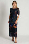Johnny Was - Astrid Mesh Midi Dress in Midnights (Australian Exclusive)