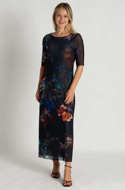Johnny Was - Astrid Mesh Midi Dress in Midnights (Australian Exclusive)