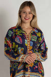 Johnny Was - The Audrey Oversized Shirred Back Shirt in Farout Scarf Print