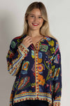 Johnny Was - The Audrey Oversized Shirred Back Shirt in Farout Scarf Print