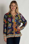 Johnny Was - The Audrey Oversized Shirred Back Shirt in Farout Scarf Print
