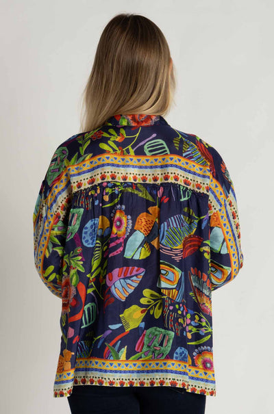 Johnny Was - The Audrey Oversized Shirred Back Shirt in Farout Scarf Print
