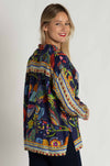 Johnny Was - The Audrey Oversized Shirred Back Shirt in Farout Scarf Print