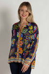 Johnny Was - The Audrey Oversized Shirred Back Shirt in Farout Scarf Print