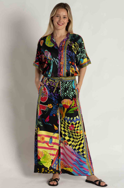 Johnny Was - The Audrey Short Sleeve Mandarin Collar Tunic in Jenny
