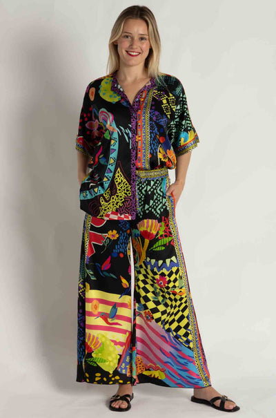 Johnny Was - The Audrey Short Sleeve Mandarin Collar Tunic in Jenny