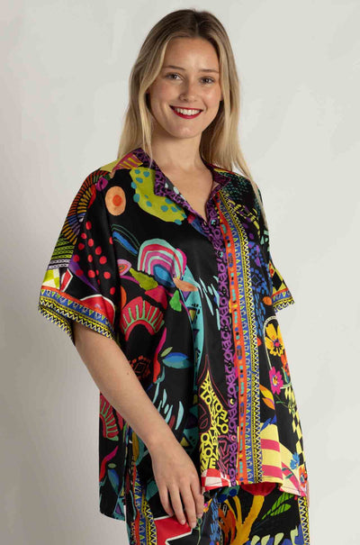 Johnny Was - The Audrey Short Sleeve Mandarin Collar Tunic in Jenny
