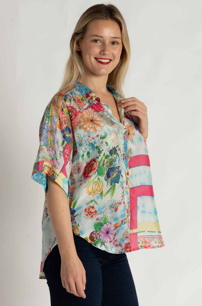 Johnny Was - The Audrey Short Sleeve Shirt in Mixed Waves (Australian Exclusive)