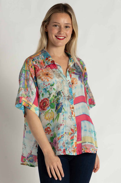 Johnny Was - The Audrey Short Sleeve Shirt in Mixed Waves (Australian Exclusive)