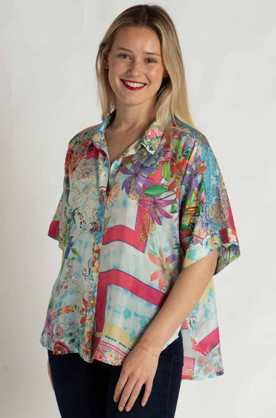 Johnny Was - The Audrey Short Sleeve Shirt in Mixed Waves (Australian Exclusive)