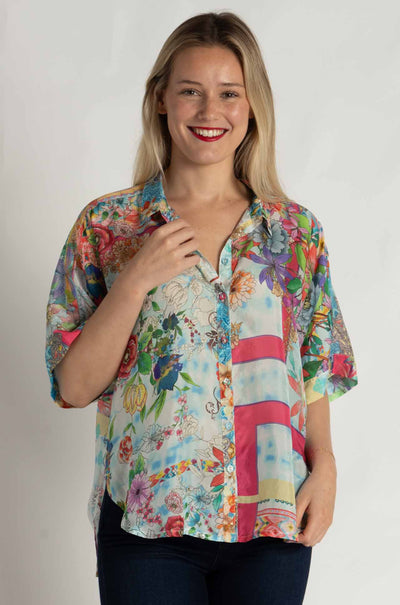 Johnny Was - The Audrey Short Sleeve Shirt in Mixed Waves (Australian Exclusive)