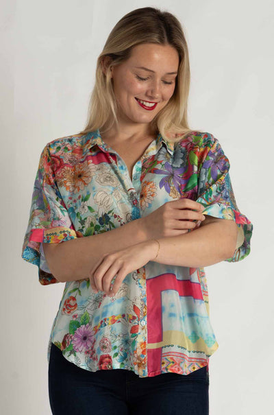 Johnny Was - The Audrey Short Sleeve Shirt in Mixed Waves (Australian Exclusive)