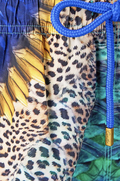 Camilla - Jungle Flight Mid Length Boardshort w/ Elastic Waist