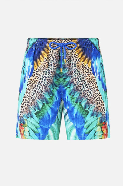 Camilla - Jungle Flight Mid Length Boardshort w/ Elastic Waist
