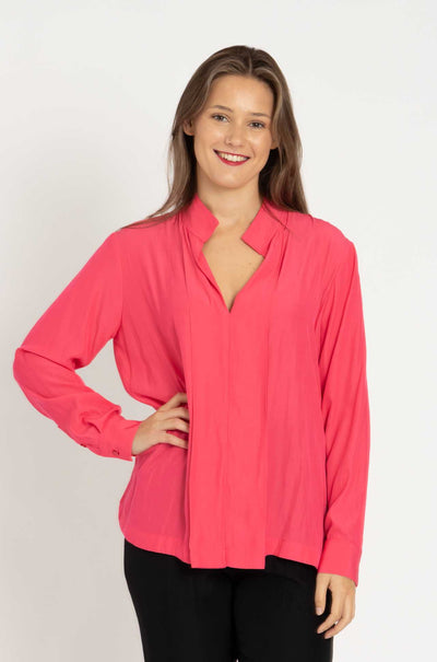 Mela Purdie - Bevel Neck Shirt in Melon