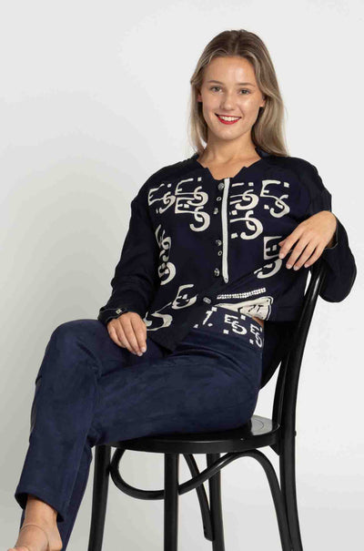 Elisa Cavaletti - Blue Blouse w/ Contrast EC Print