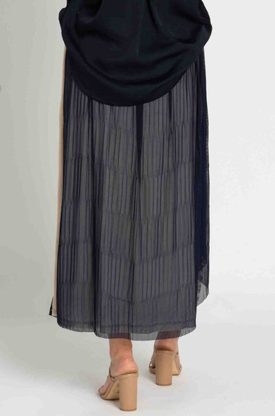 Elisa Cavaletti - Blue Pleated Skirt w/ Beige Details