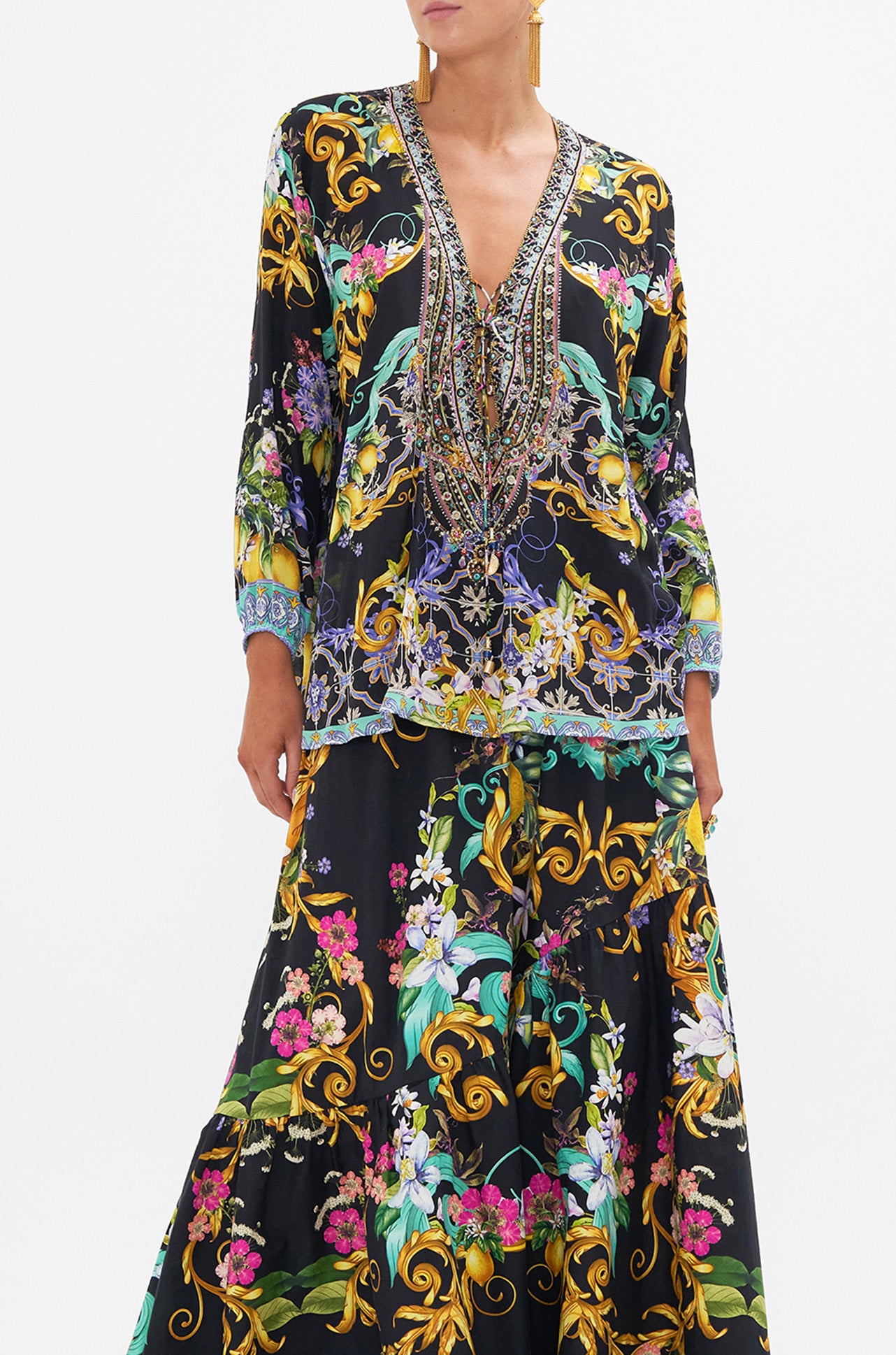 Camilla - Meet Me In Marchesa Lace Up Blouse