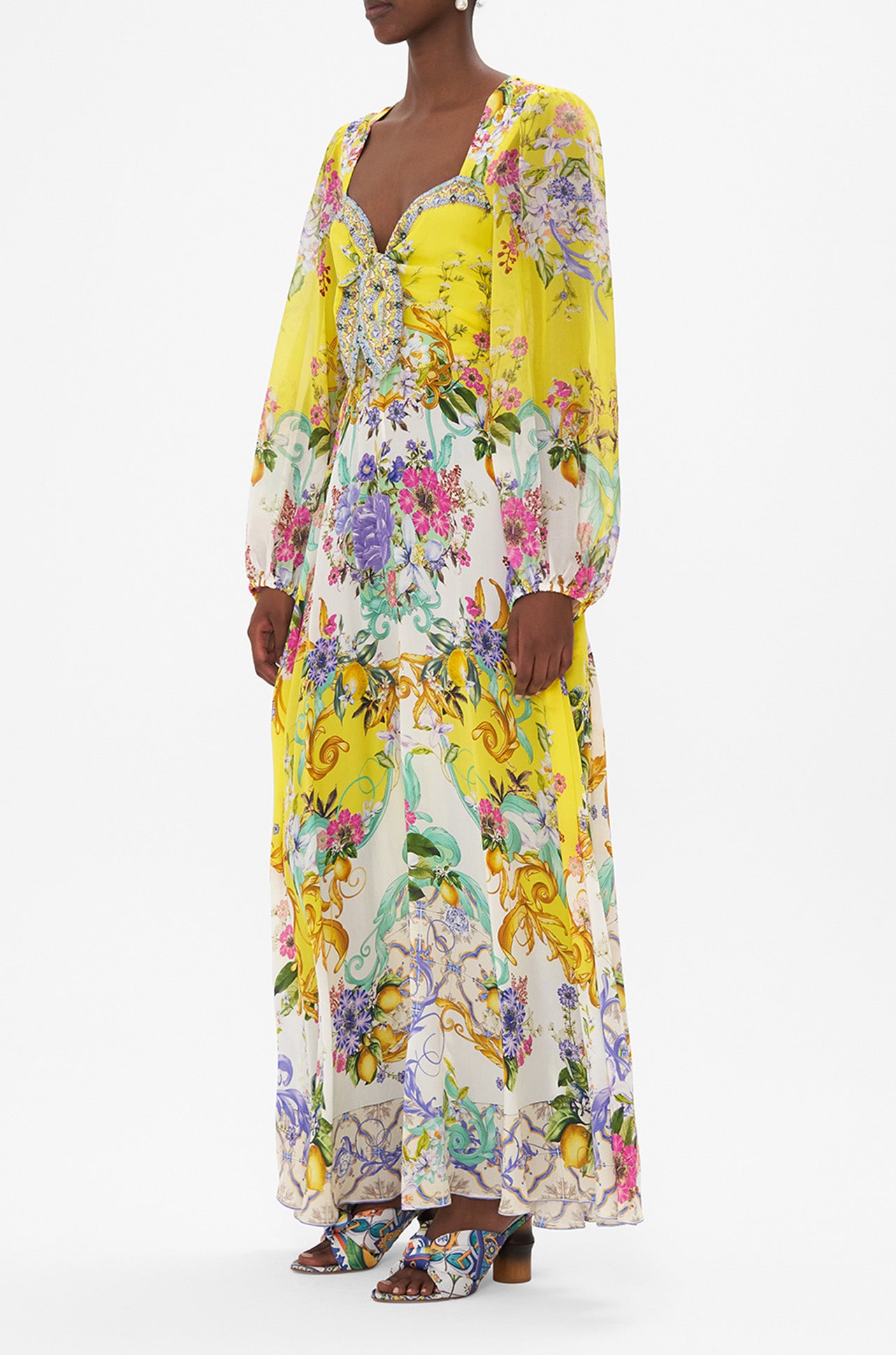Camilla - Caterina Spritz Tie Front Mid Sleeve Dress