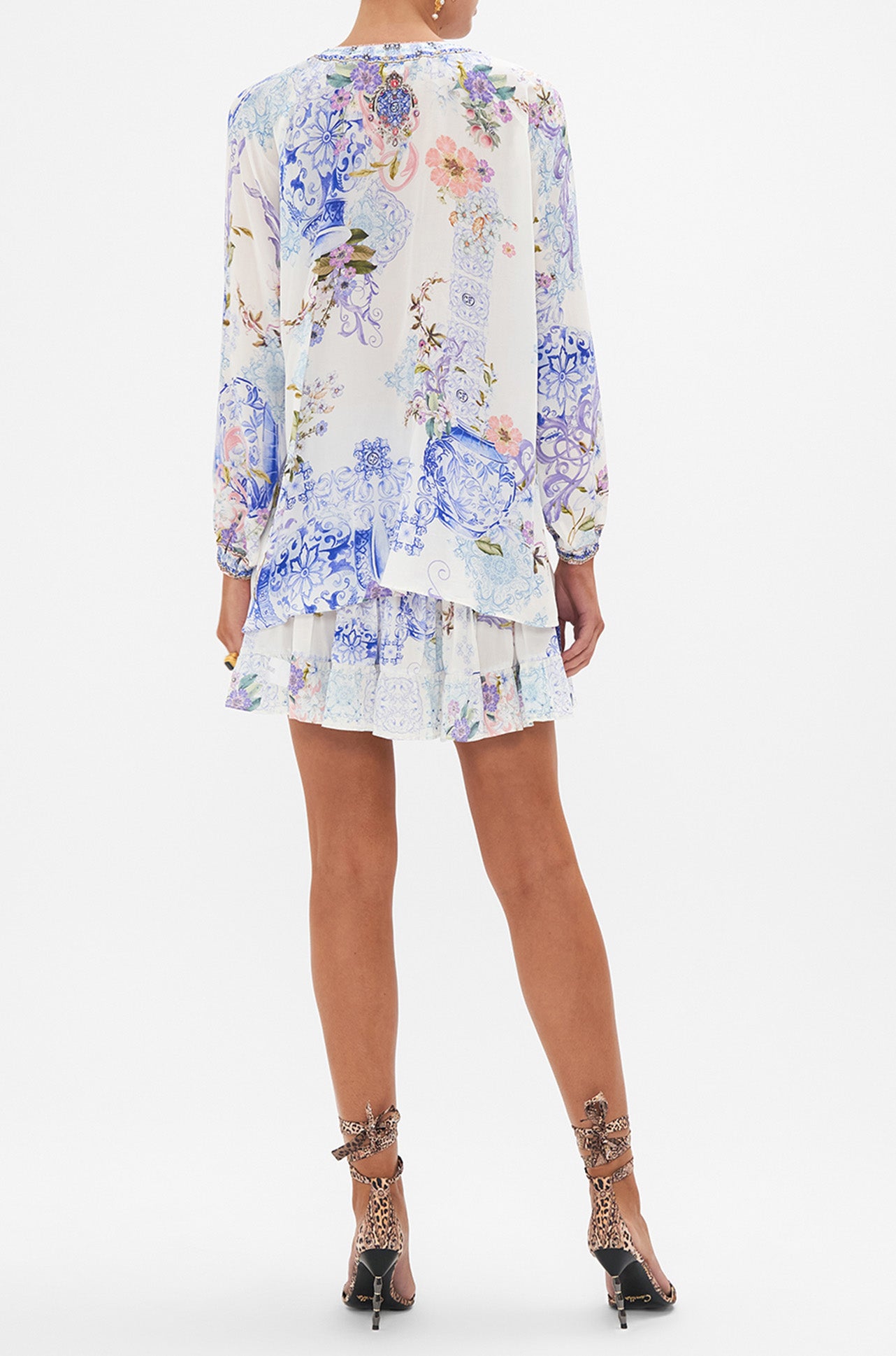 Camilla - Paint Me Positano Lace Up Blouse