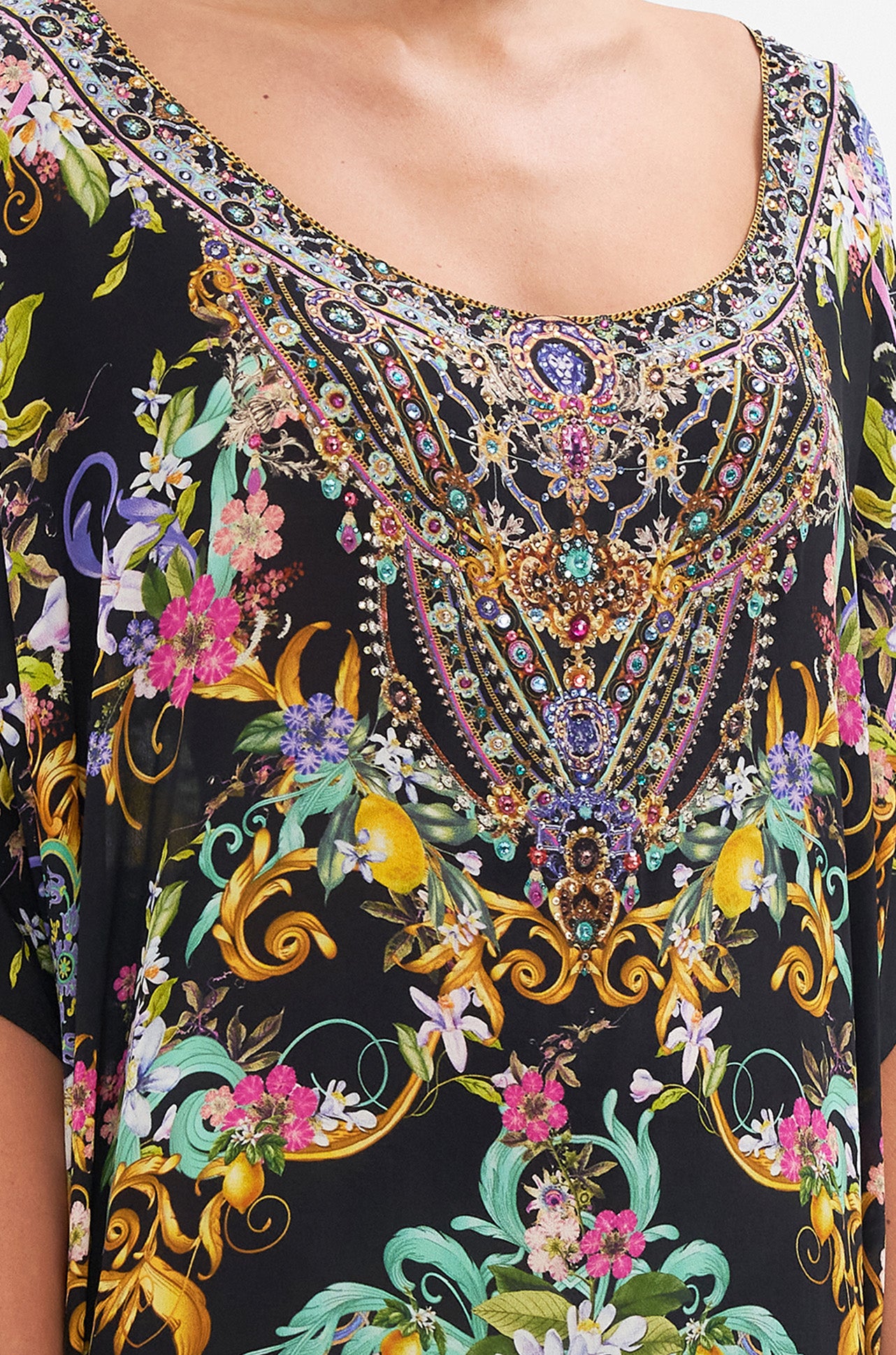 Camilla - Meet Me In Marchesa Short Round Neck Kaftan