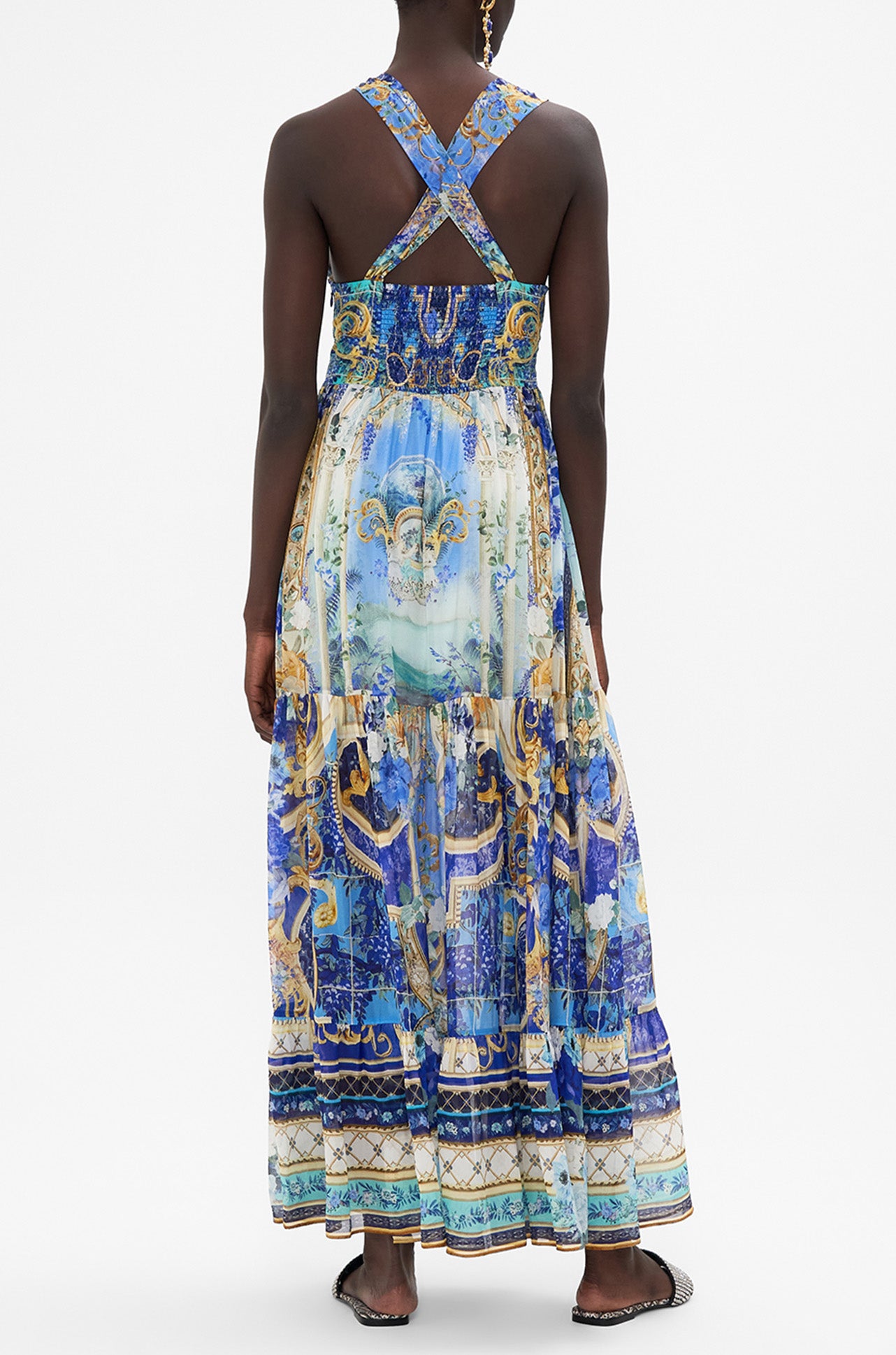 Camilla - Views Of Vesuvius T Back Gathered Panel Dress