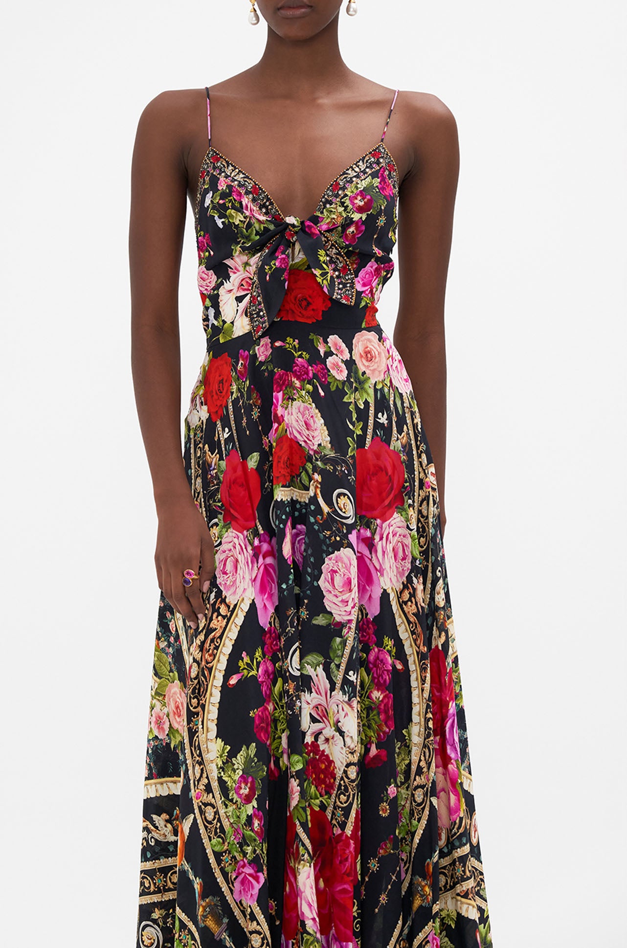 Camilla - Reservation For Love Long Dress w/ Tie Front