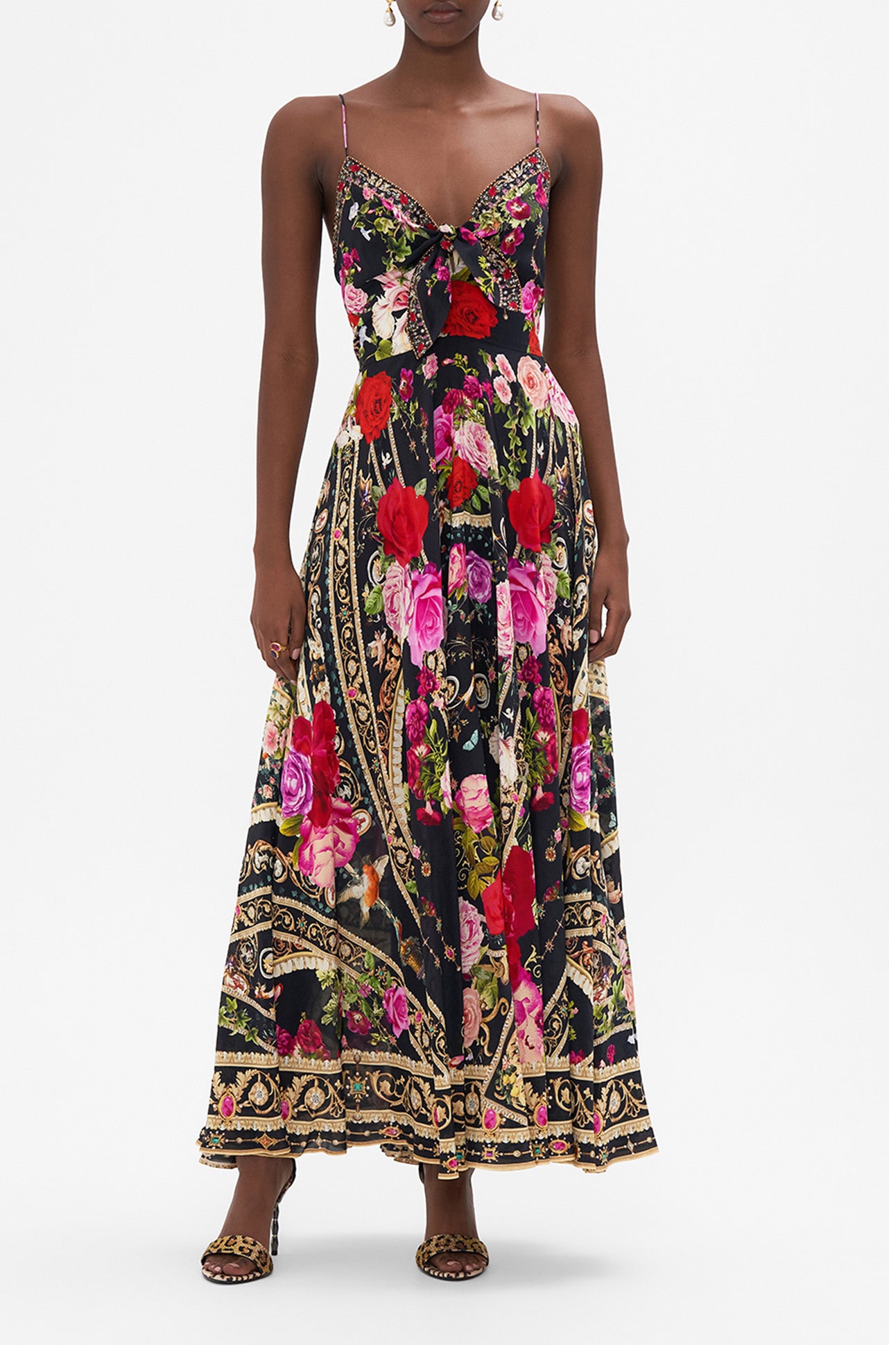 Camilla - Reservation For Love Long Dress w/ Tie Front - Zambezee Camilla - Reservation For Love Long Dress w/ Tie Front - Zambezee