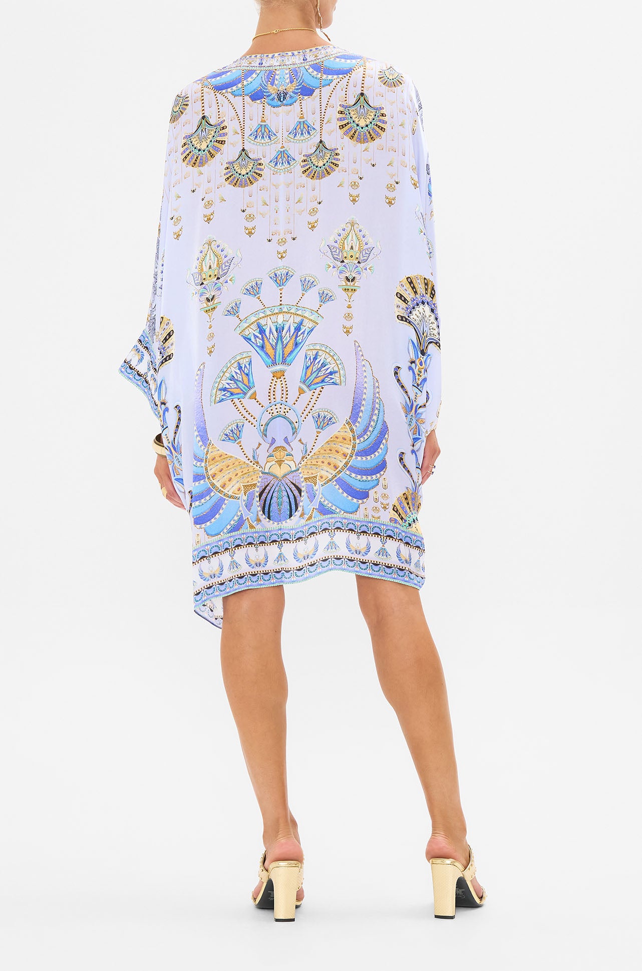 Camilla - Under Scarab Skies Pierced V Neck Short Kaftan
