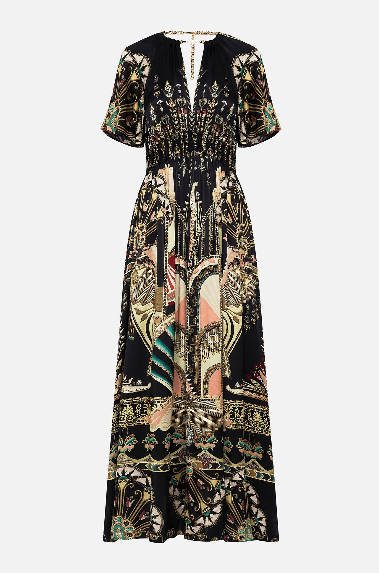 Camilla - They Call Her Nefertari Neck Piece Shirred Waist Long Dress