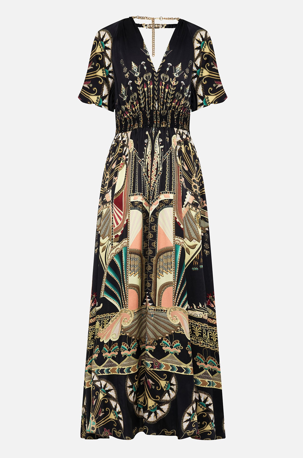 Camilla - They Call Her Nefertari Neck Piece Shirred Waist Long Dress