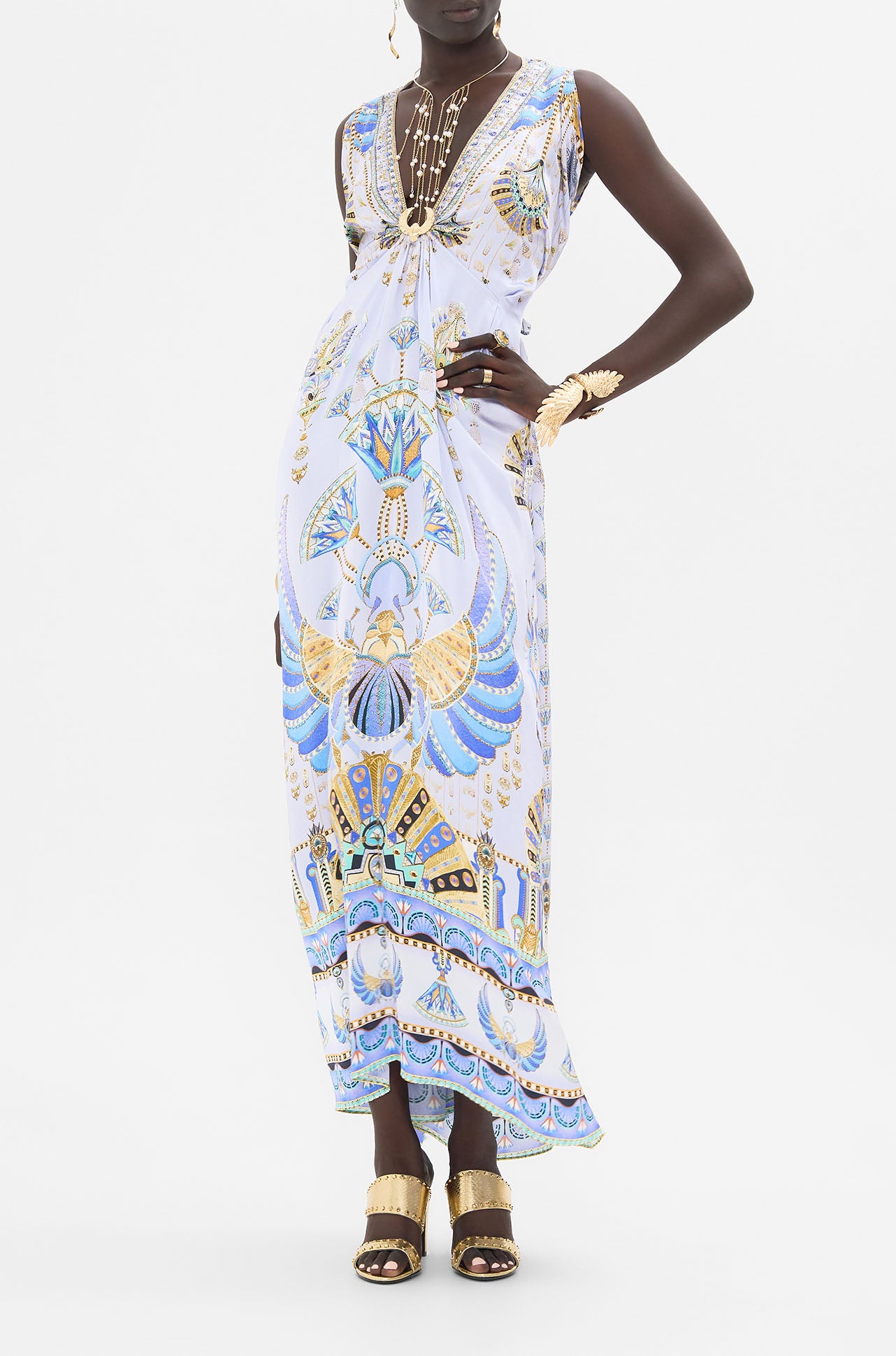 Camilla - Under Scarab Skies Split Sleeve Kaftan with Hardware