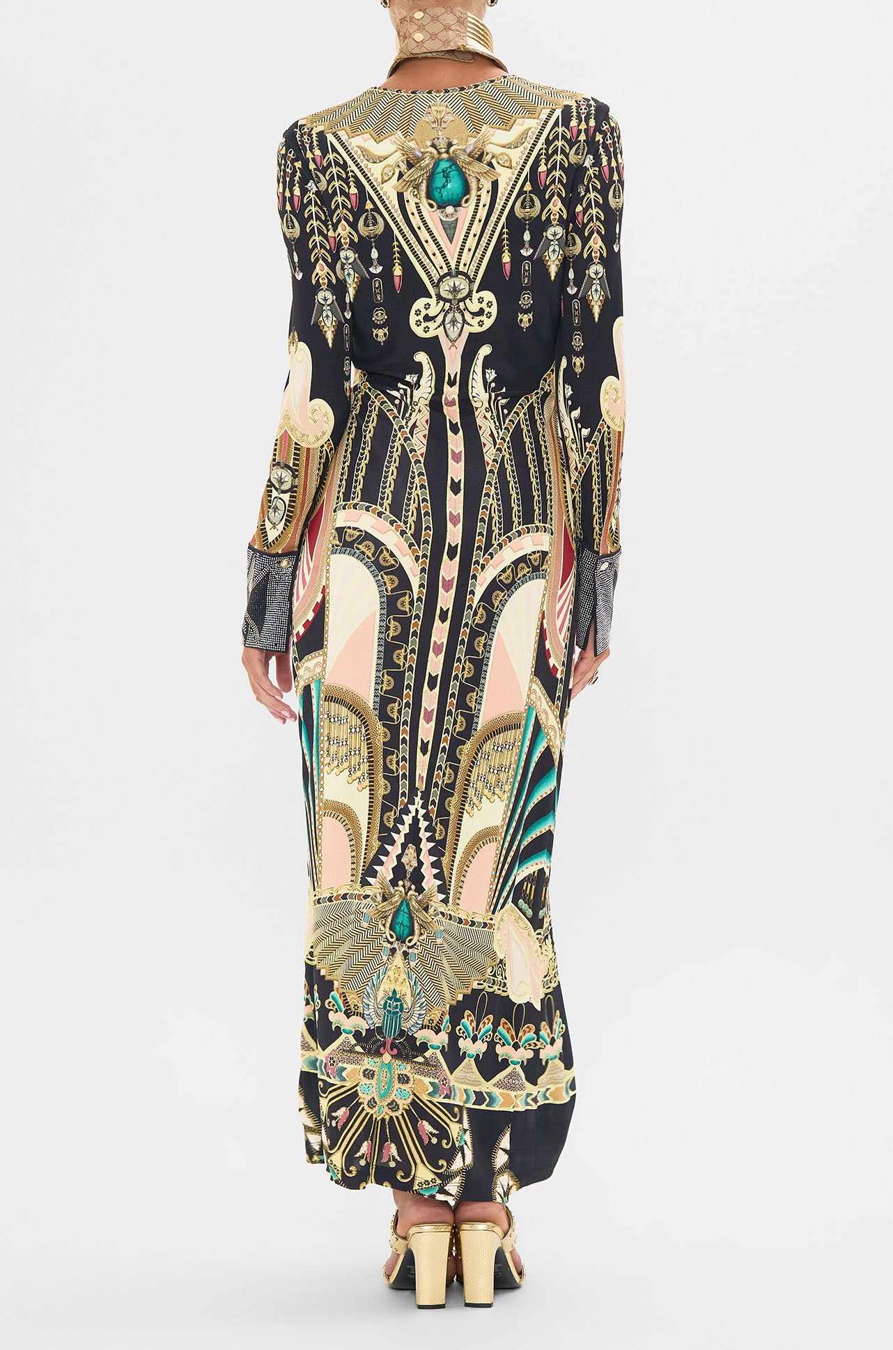Camilla - They Call Her Nefertari Long V Neck Twist Front Jersey Dress