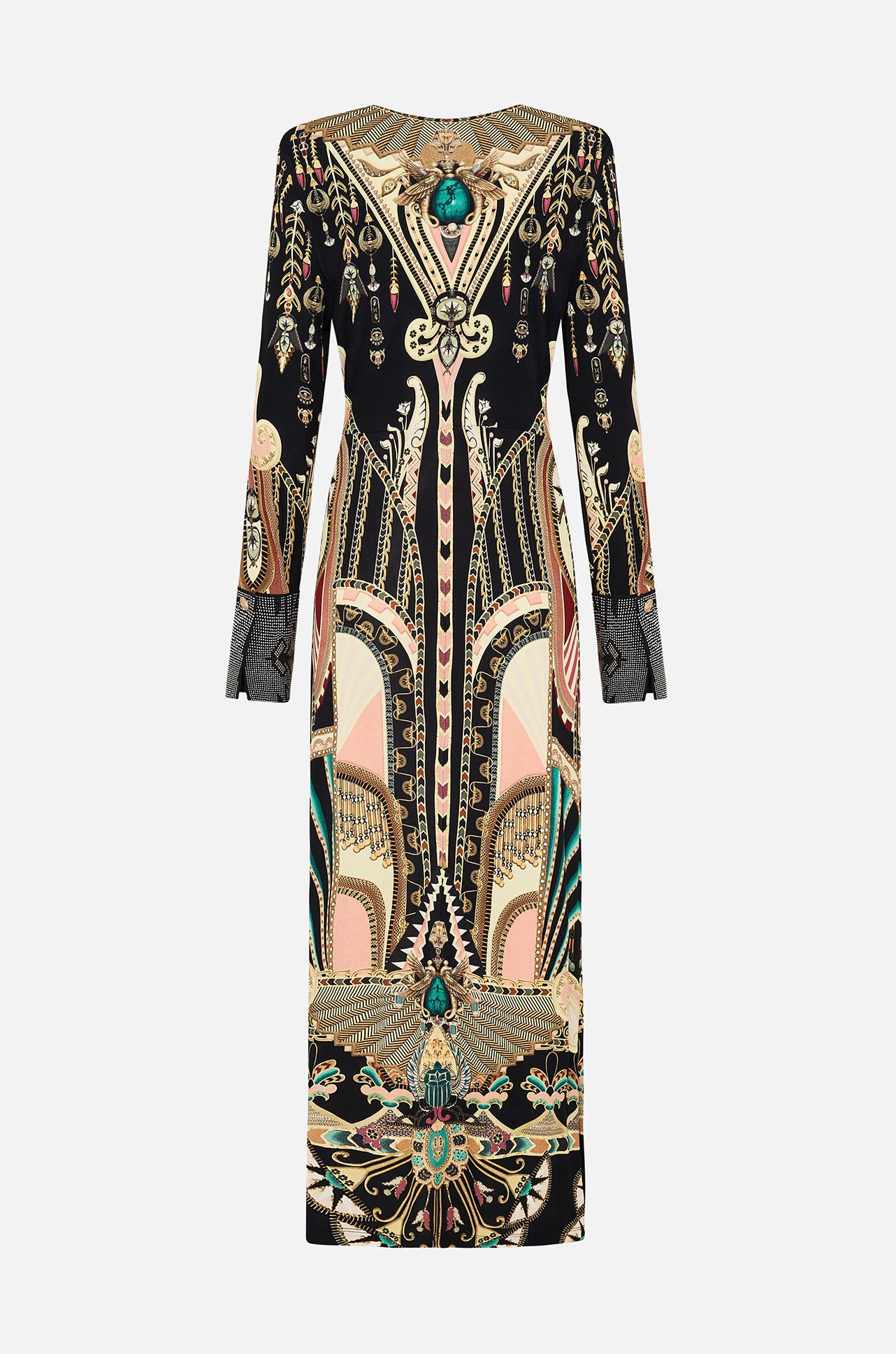 Camilla - They Call Her Nefertari Long V Neck Twist Front Jersey Dress