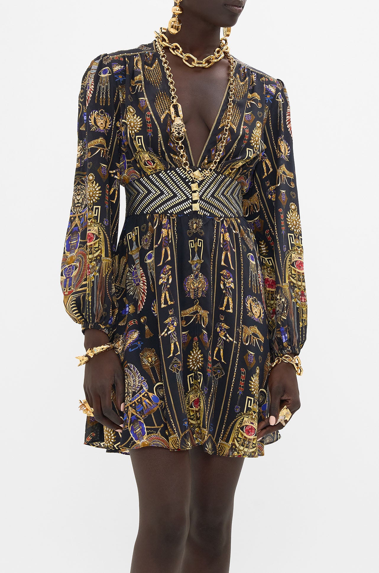 Camilla - Cartouche Kingdom Curved Waistband Short Dress
