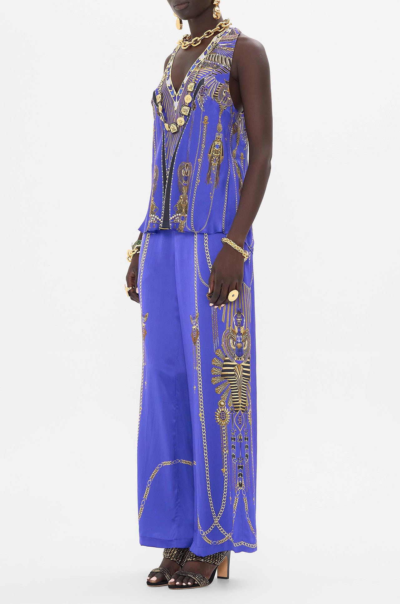 Camilla - My Fair Pharaoh V Neck Top with Knot Back
