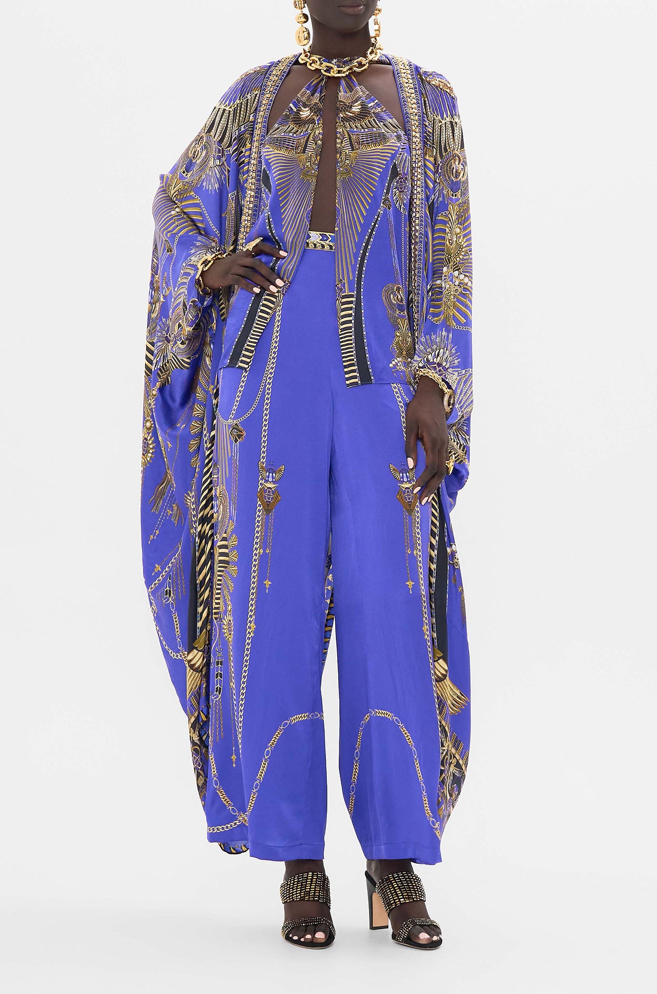 Camilla - My Fair Pharaoh V Neck Top with Knot Back