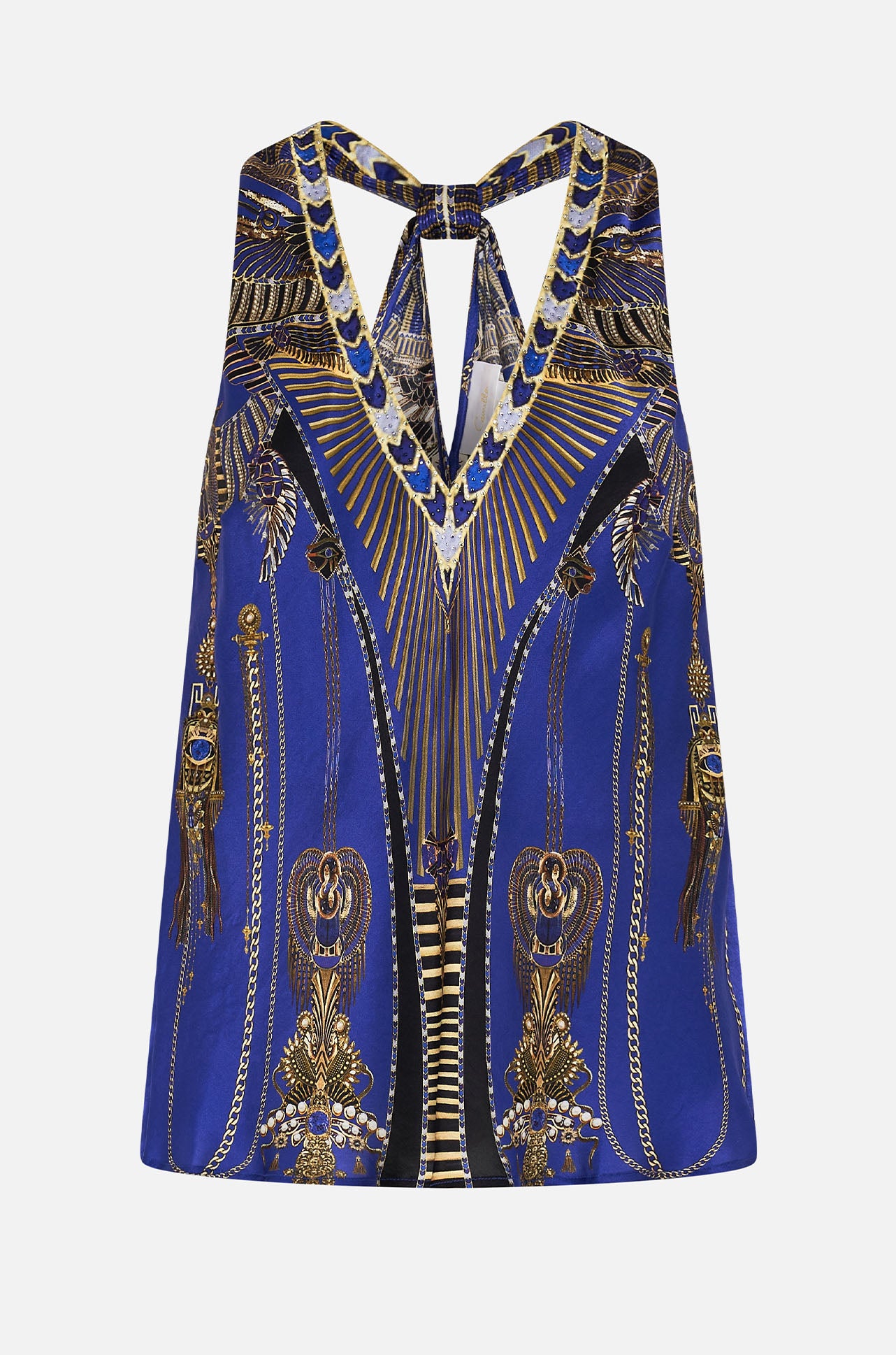 Camilla - My Fair Pharaoh V Neck Top with Knot Back