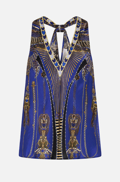 Camilla - My Fair Pharaoh V Neck Top with Knot Back
