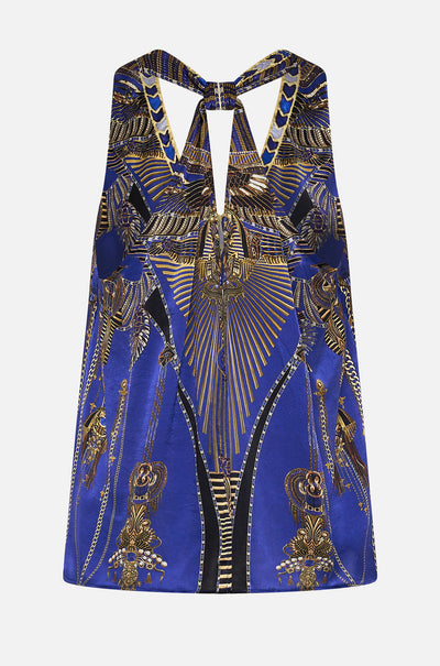 Camilla - My Fair Pharaoh V Neck Top with Knot Back