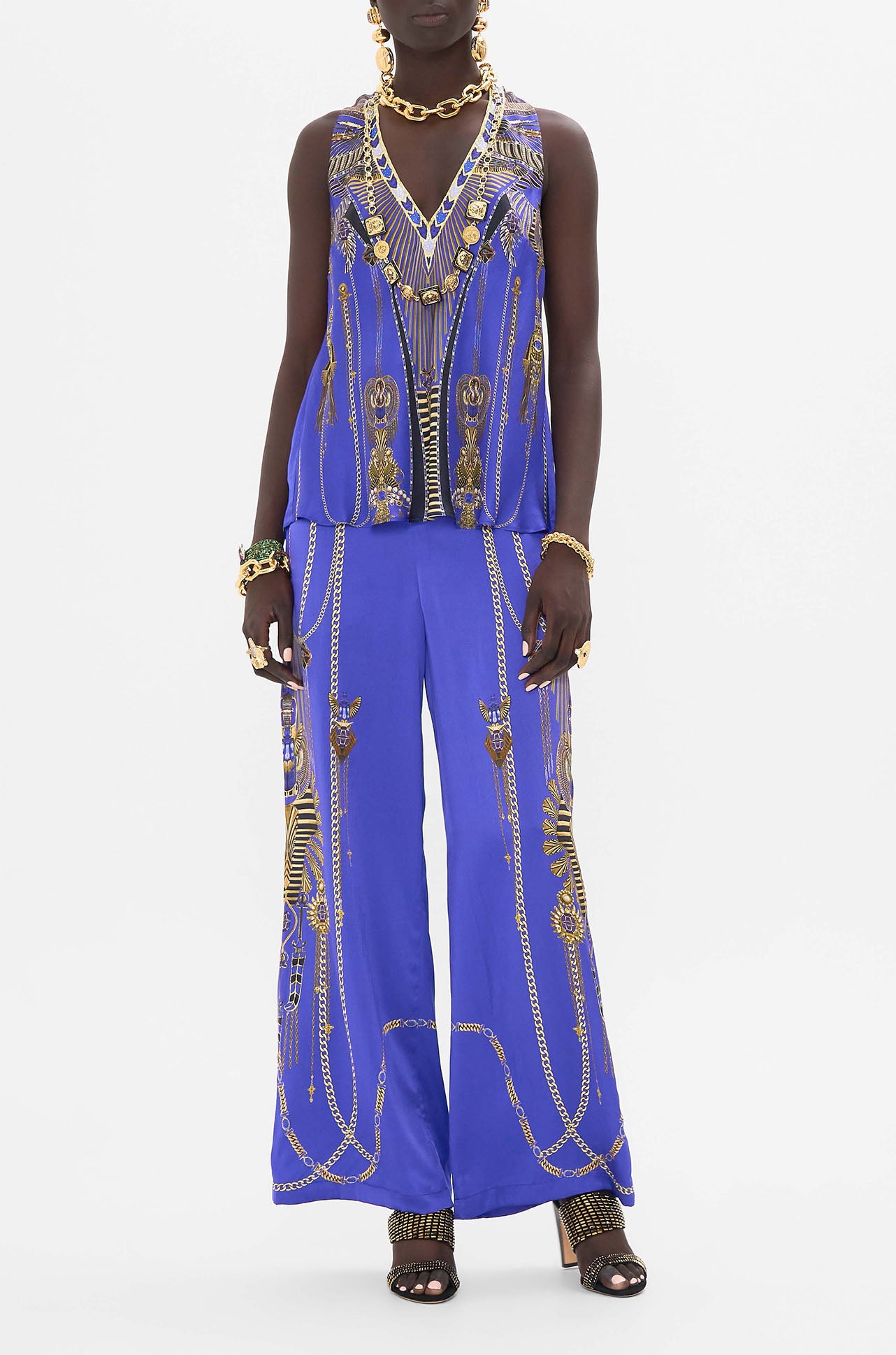 Camilla - My Fair Pharaoh V Neck Top with Knot Back