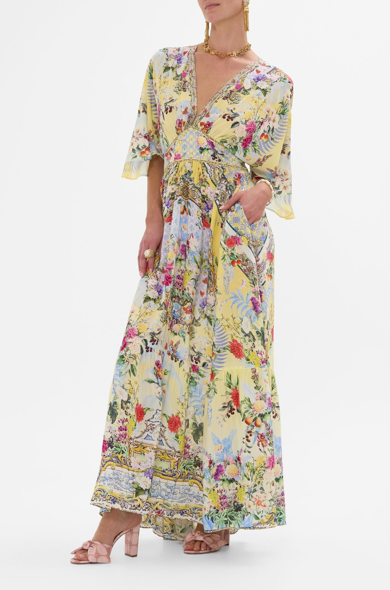 Camilla - Flor Fantastica Waisted Dress with Hem Ruffle